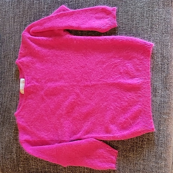 Vintage Hot Pink Chryantheme Lambswool Angora Sweater Sm - Picture 4 of 6